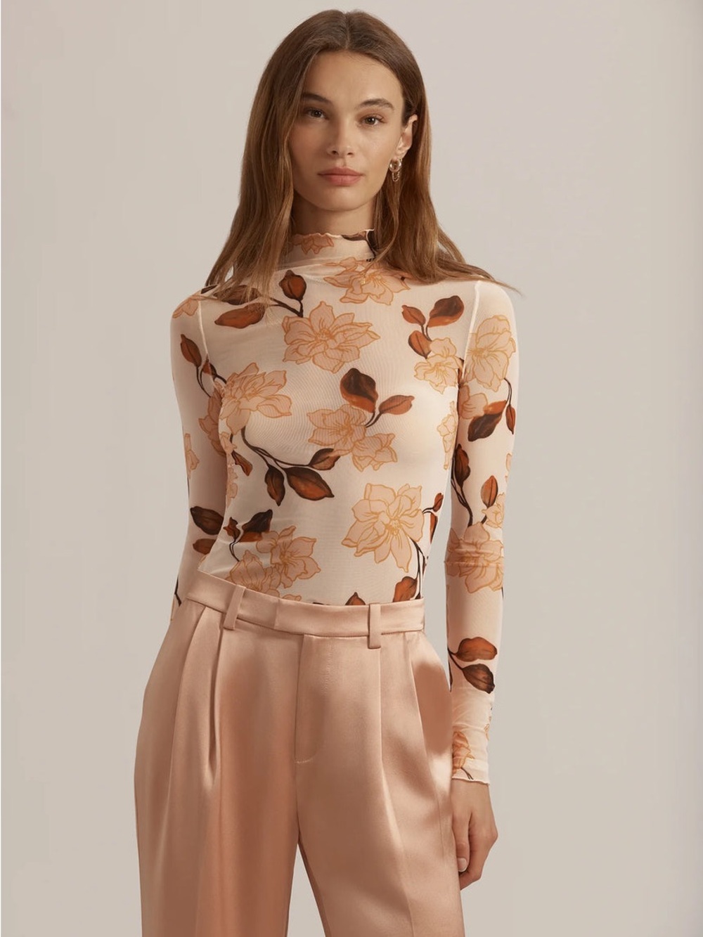 NWT Favorite Daughter The Sheer Fantasy Floral Mock-Neck Top Boho | Size XS